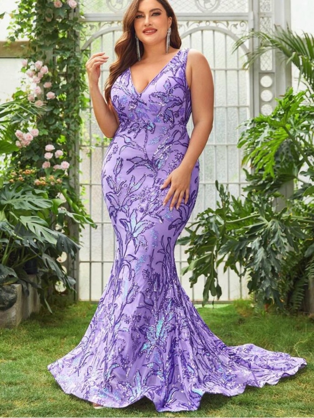 NWOT Faeriesty Curve-Flattering Purple Sequin Mermaid Dress